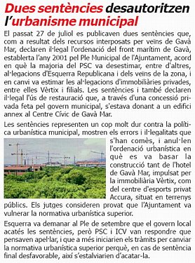 Not&iacute;cia publicada a L'ERAMPRUNY&Agrave; (N&uacute;mero 38 - octubre de 2006)